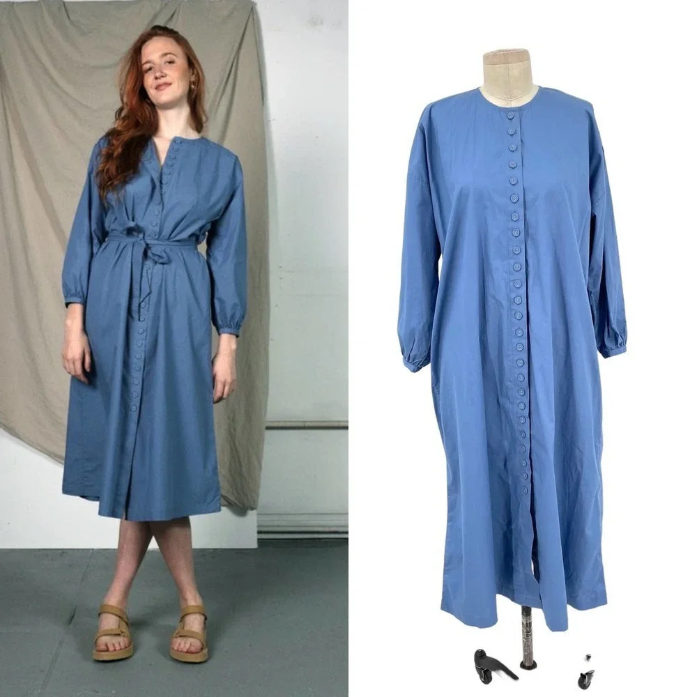Marvin Ruby Frankie Midi Button Front‎ Dress in Lake Blue Size XS